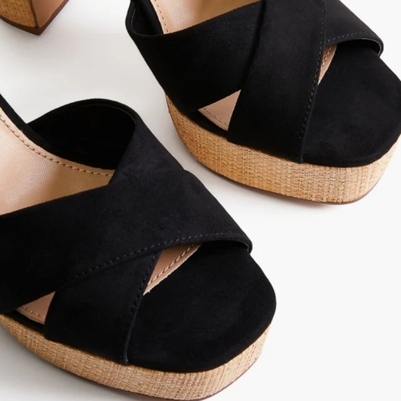 New! Black espadrilles heels shoes summer vacation resortwear spring size 9 - Picture 5 of 10